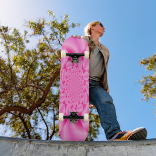 Skateboard Pink Leaf