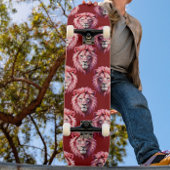 Skateboard Pink Lion Head Animal Pattern Design Red 