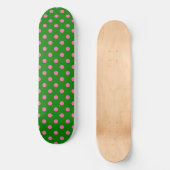 Skateboard Pink On Green Polka Dots Pattern Design  (Recto)