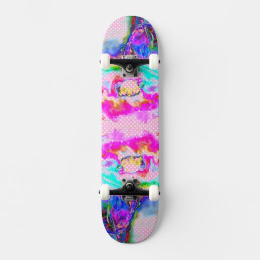 Skateboard Pink Poppy rose et blanc à petits pois (Recto)