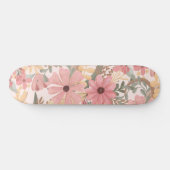 Skateboard Pink Sage Vert Floral Feuille Motif d'aquarelle (Horz)