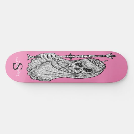 skateboard Pink SMILING GIRLY Skull (Horz)