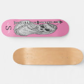 skateboard Pink SMILING GIRLY Skull (Horz)