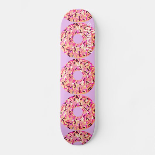 Skateboard Pink Sprinkle Donuts Girls Purple Nom personnalisé (Recto)