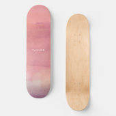 Skateboard Pink Watercolor Ombre Nom (Recto)