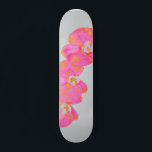 Skateboard Pink watercolor Orchid painting<br><div class="desc">Romantic tropical watercolor floral painting. Original artwork,  pink and orange orchids.</div>