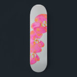 Skateboard Pink watercolor Orchid painting<br><div class="desc">Romantic tropical watercolor floral painting. Original artwork,  pink and orange orchids.</div>
