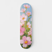 Skateboard Pink Wildflowers | Watercolor Floral Painted (Recto)