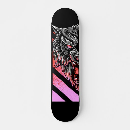 Skateboard Pink Wolf Head (Devant)