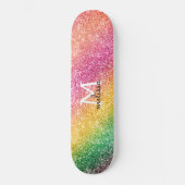 Skateboard Pink Yellow Green Glitter Rainbow Monogram (Recto)