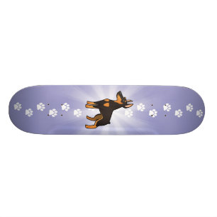 Skateboard Pinscher de dobermann de bande dessinée (oreilles