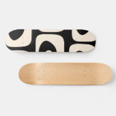 Skateboard Piquet Midsiècle Abstrait Minimal Noir et Crème (Horz)