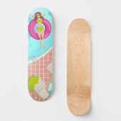 Skateboard Piscine fille en bikini été (Recto)