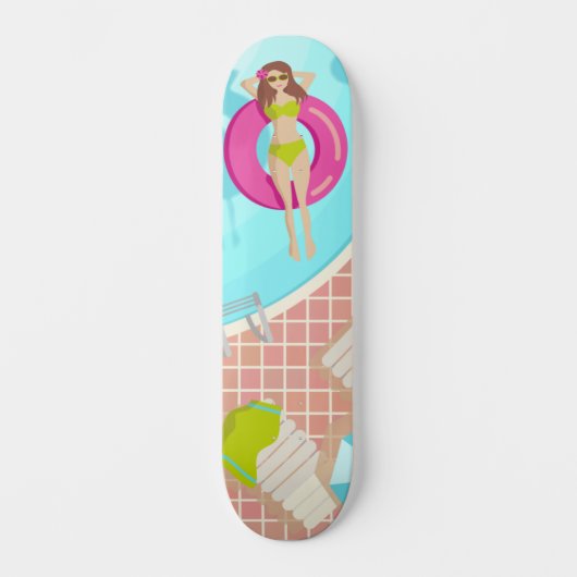 Skateboard Piscine fille en bikini été (Recto)