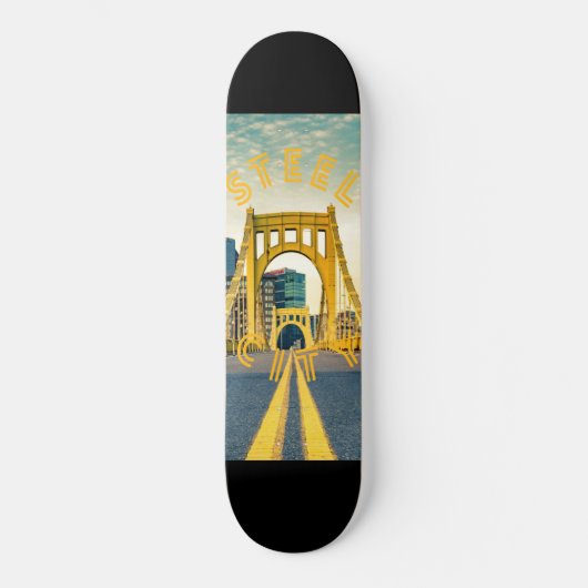Skateboard Pittsburgh Steel City Skyline Bridge Pennsylvanie  (Recto)