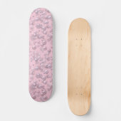 Skateboard Placers de perles blanches roses sur velours rose (Recto)