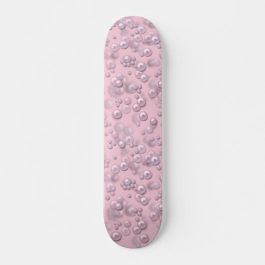 Skateboard Placers de perles blanches roses sur velours rose (Devant)