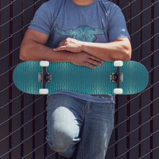 Skateboard Plage côtière Salé Turquoise Wave Résumé Design (Extérieur 3)