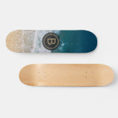 Skateboard Plage de sable tropical Turquoise Mer Monogramme d (Horz)
