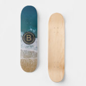Skateboard Plage de sable tropical Turquoise Mer Monogramme d (Recto)