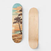 Skateboard plage moderne milieu de siècle Hawaii coucher de s (Recto)