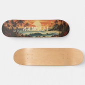 Skateboard Plage Vintage Hawaï (Horz)