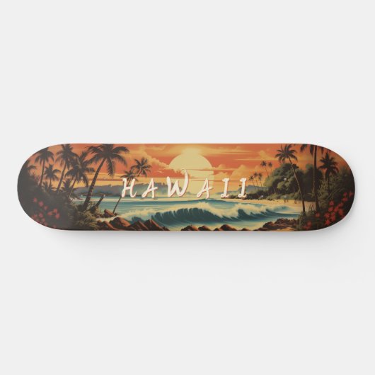 Skateboard Plage Vintage Hawaï (Horz)