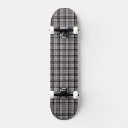 Skateboard Plaid de pixel dans le gris avec la rayure rouge (Recto)