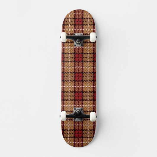 Skateboard Plaid de pixel en rouge et or (Recto)