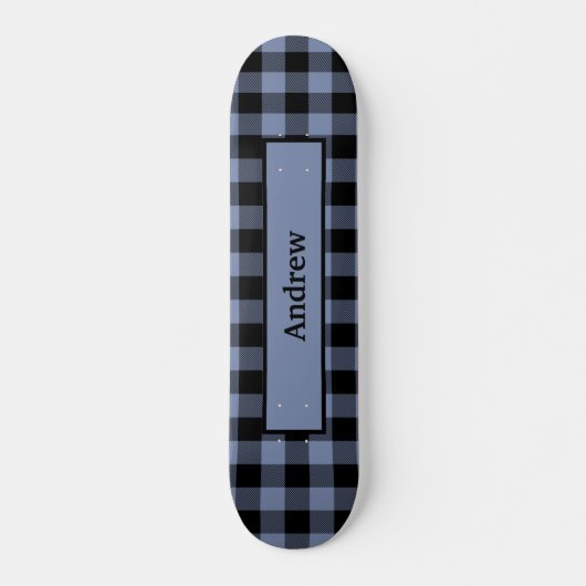 Skateboard Plaid noir et bleu, Plaid de bison, bûcheron (Devant)
