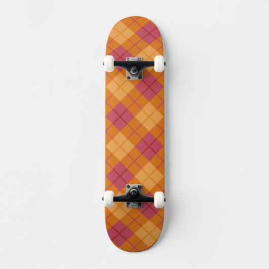 Skateboard Plaid polarisé dans l'orange et le rose (Recto)
