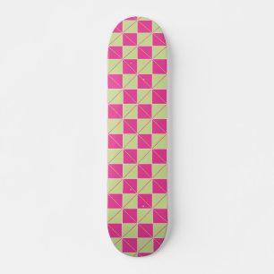 Skateboard Plaid rose et vert de Geo