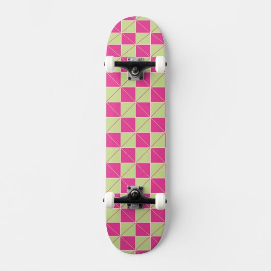 Skateboard Plaid vert et rose Geo (Recto)