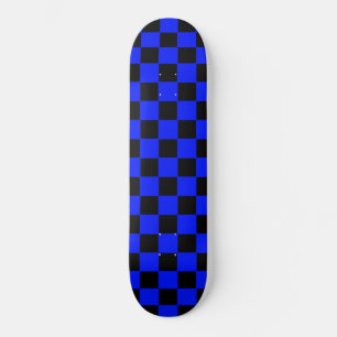 Skateboard Planche à roulettes à carreaux rétro bleu et noir