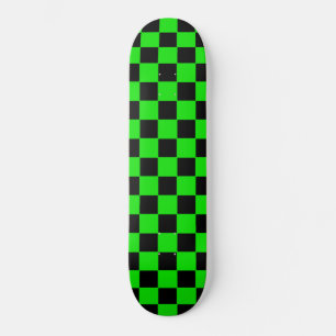 Skateboard Planche à roulettes à carreaux vert et noir rétro