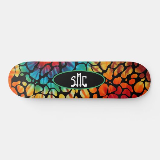 Skateboard Planche à roulettes à monogramme Tie Dye Pebble (Horz)