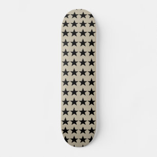 Skateboard Planche à roulettes à motif étoiles beige et noir