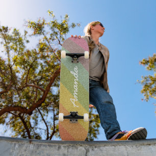 Skateboard Planche à roulettes à Parties scintillant arc-en-c