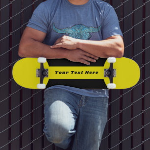 Skateboard Planche à roulettes à texte personnalisé en jaune
