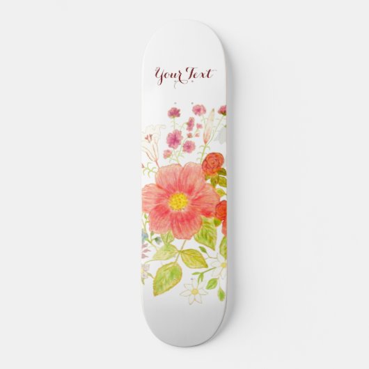 Skateboard Planche à roulettes avec fleurs d'été (Recto)