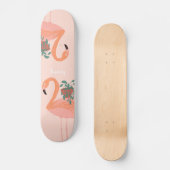 Skateboard Planche à roulettes avec plante en pot flamant ros (Recto)