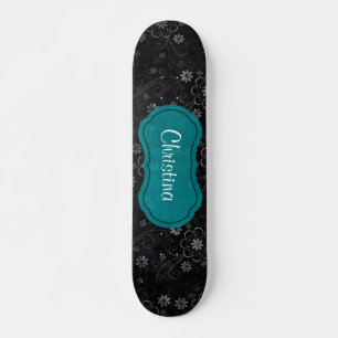 Skateboard Planche à roulettes Black Floral Old School