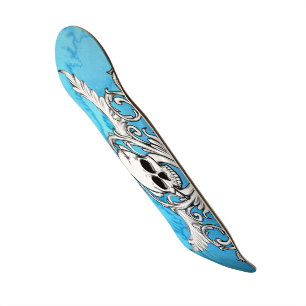Skateboard Planche à roulettes bleue de graffiti de crâne