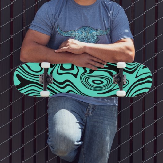Skateboard Planche à roulettes Brack sarcelle à rayures ondul (Extérieur 3)