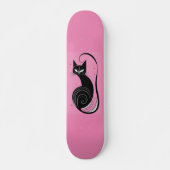 SKATEBOARD PLANCHE À ROULETTES CHAT NOIR ROSE (Devant)