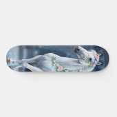 Skateboard Planche à roulettes Cheval Blanc avec Fleurs (Horz)