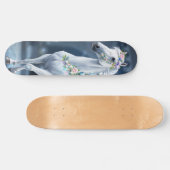 Skateboard Planche à roulettes Cheval Blanc avec Fleurs (Horz)