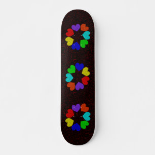 Skateboard Planche à roulettes coeurs d'amour arc-en-ciel flo