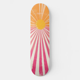 Skateboard Planche à roulettes cool Retro Sunshine rose et or