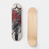 Skateboard Planche à roulettes Corbeau gothique & Roses  (Recto)